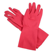 GUANTES ROJOS SATINADO Y HULE LATEX